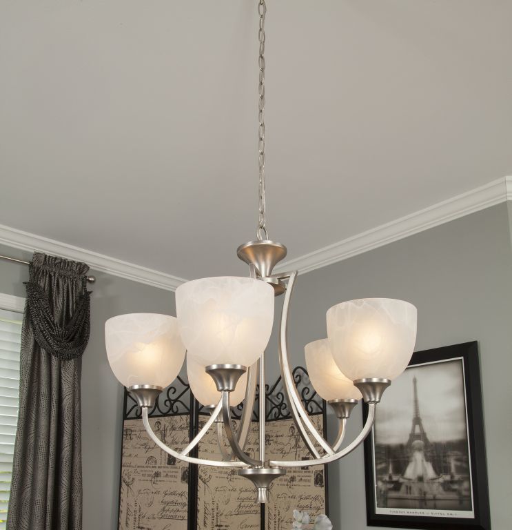 Std Brushed Nickel 5 Arm Dining Room Chandelier R Anell Homes