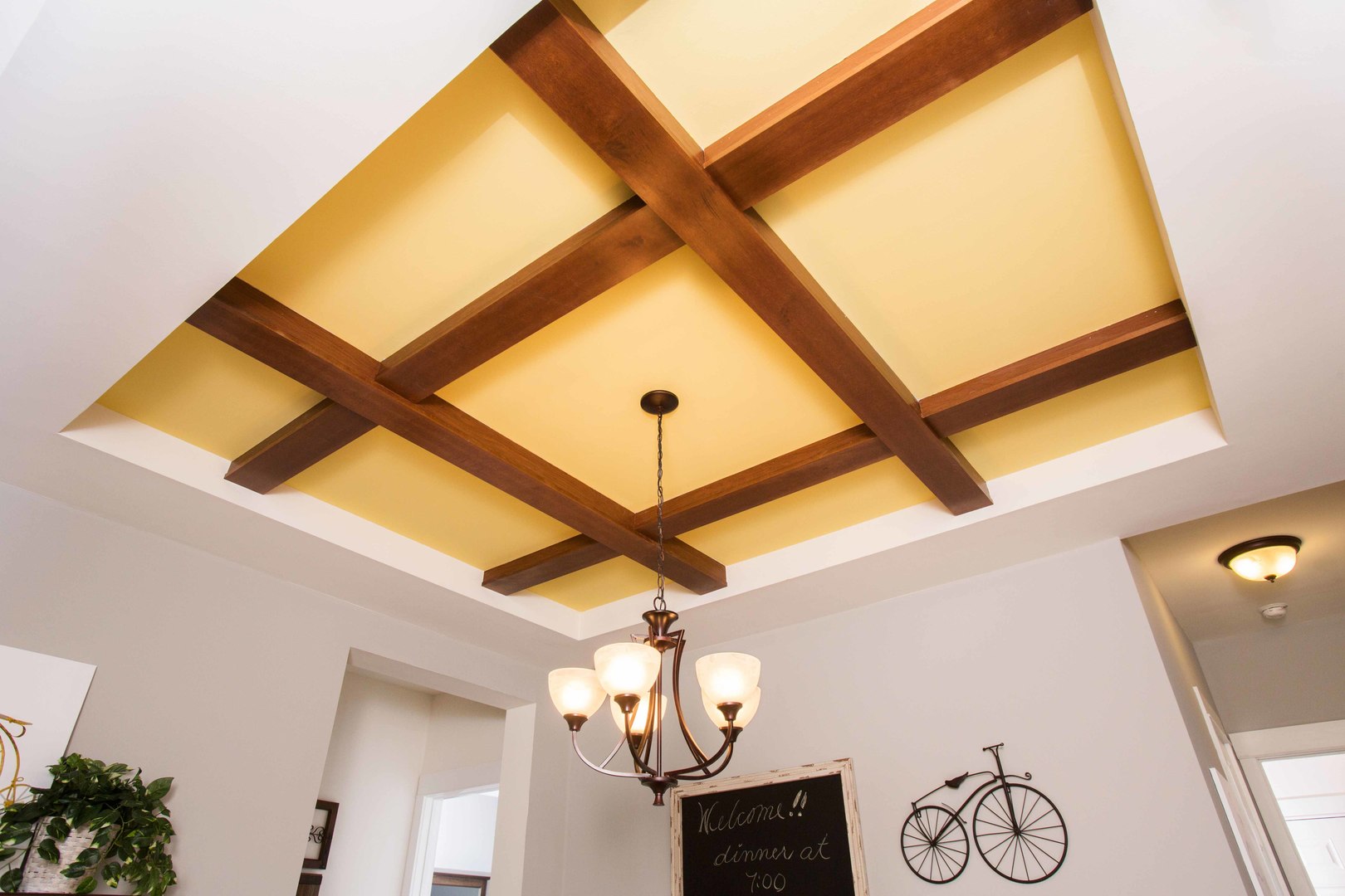 Tray Ceiling With Wood Beams R Anell Homes